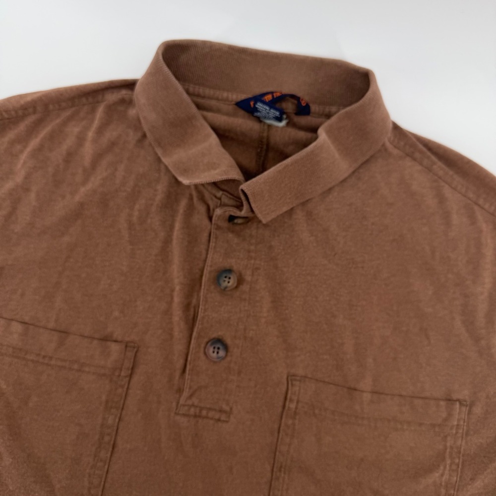 Duluth Trading Co Polo Shirt Mens Large Brown Cotton Dual Pocket Short Sleeve